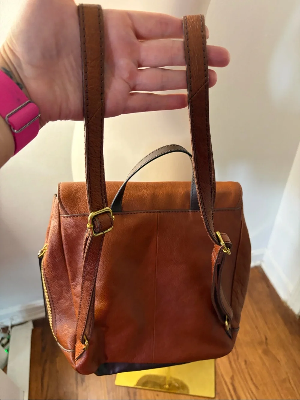 Fossil Claire Chestnut Brown Leather Backpack - Picture 9 of 11